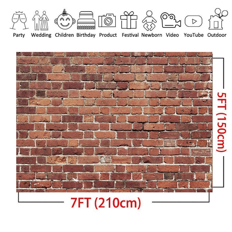 LTLYH 7x5ft Clean Red Brick Wall Backdrop Vintage Rustic Brick Photography Background Banner for Studio Wedding Baby Shower Party Decor 080 - Image 2